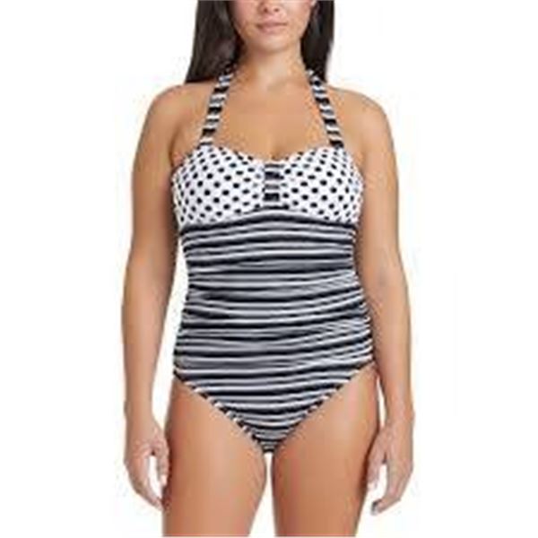 Kathy Ireland Women’s One-Piece Swimsuit, Size L/G, Multicolor