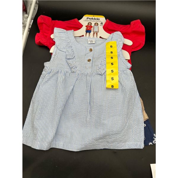 Pekkle Girls’ 4-Piece Set with Tops, Skirt, and Shorts in Size 5