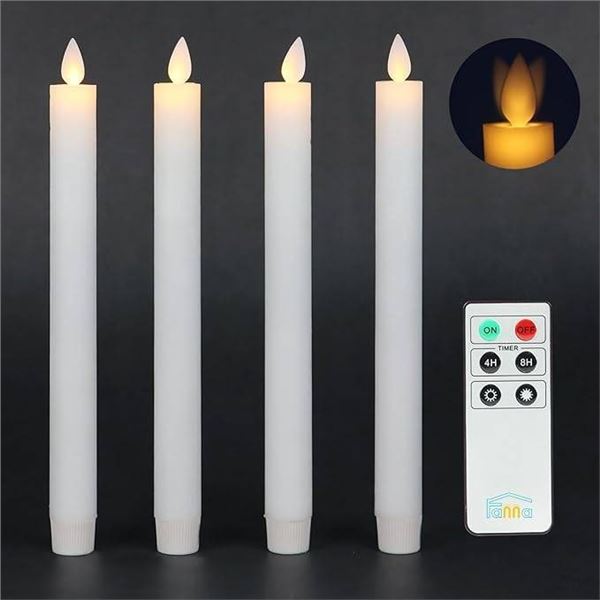 4 LED Taper Candles With Remote And 6 Functions
