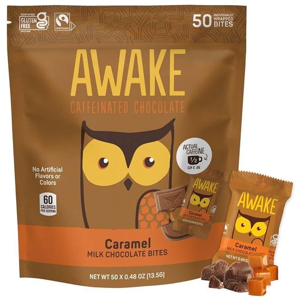 Awake Caffeinated Chocolate Caramel, Lot of 8 Bags, 13.5g Each