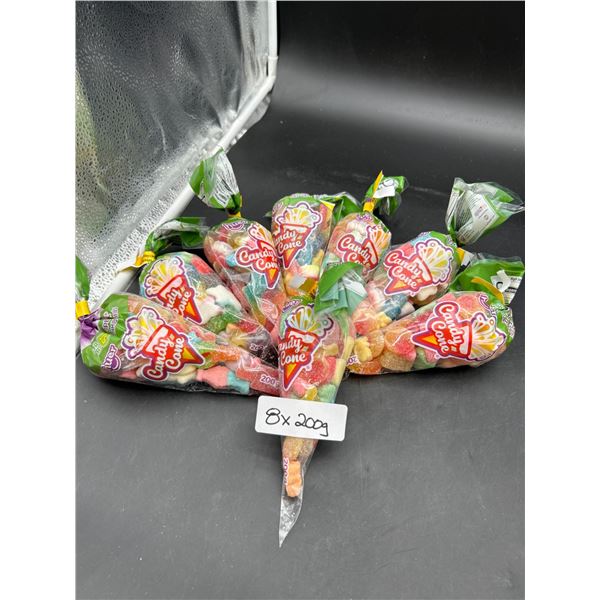 Lot of 8 Candy Cone Bags Containing 200g Each