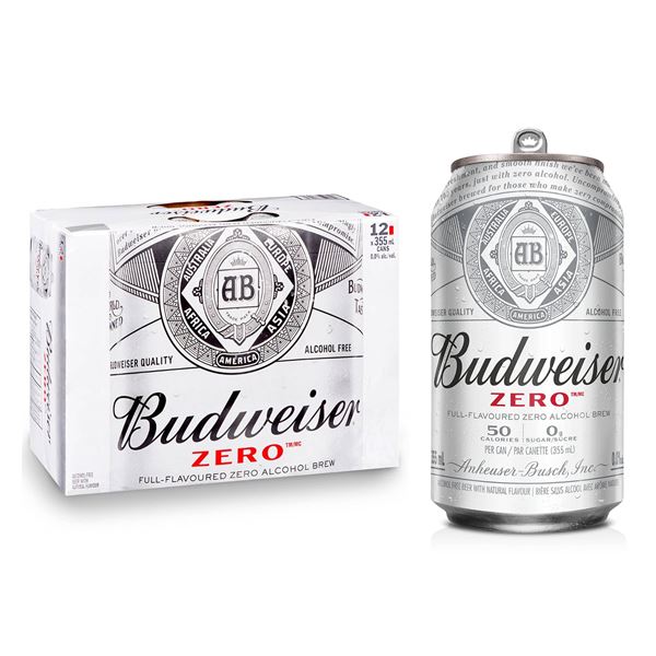 Budweiser Zero 12-Pack 355 mL Cans, 0.0 Percent Alcohol by Volume