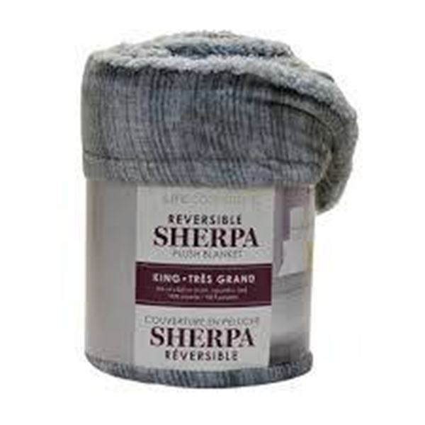 Life Comfort Reversible Sherpa Plush Blanket, King Size, 112 in x 92 in