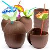 Image 1 : Prextex Coconut Cups with Hibiscus Straws – 18 Pieces