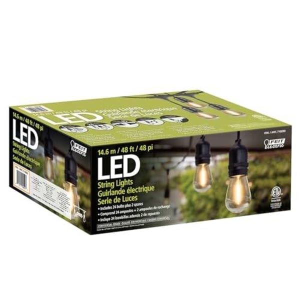 Feit Electric 48 Ft LED String Lights with 24 Bulbs