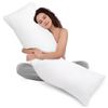 Image 1 : White Quilted Body Pillow With Plain Design