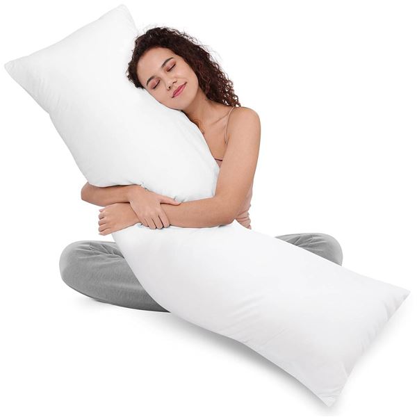 White Quilted Body Pillow With Plain Design