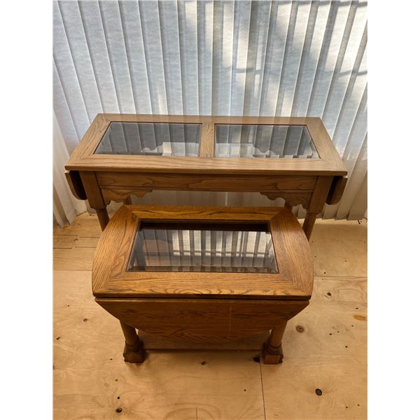 Glass Inlaid Drop Leaf Tables