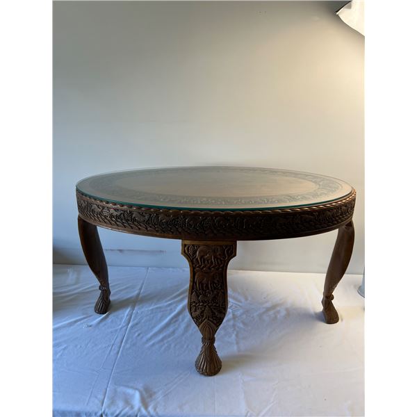 Ornately Carved Elephant Table