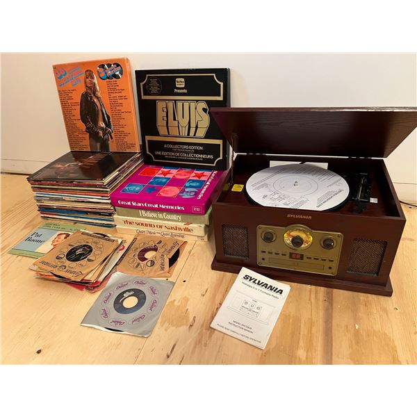 Sylvania Turntable Radio and Records