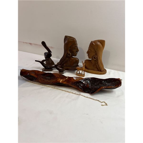 Wood Figurines and Decor Lot