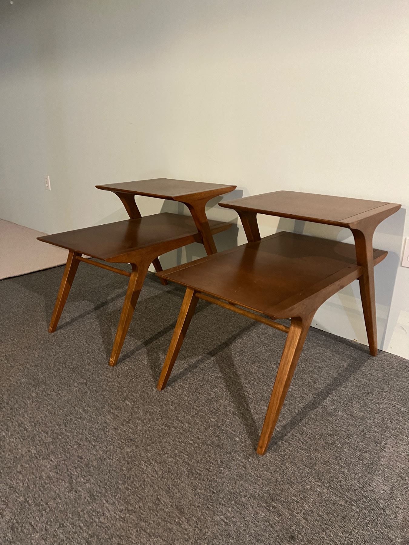 Steeple Table Drexel Walnut Step Tables - Sunrise Estate Services Ltd