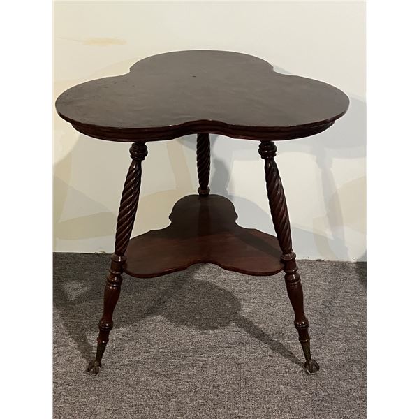 Spiral Twist Carved 2 Tier Stand with Ball Claw Feet