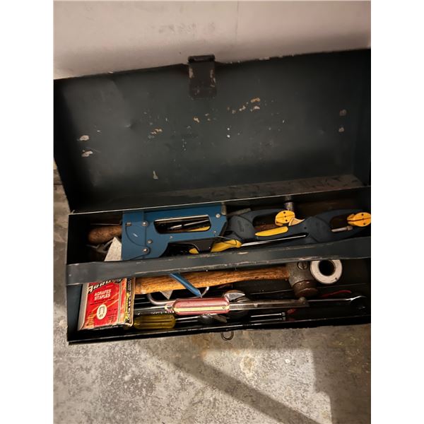 Metal tool box with tools