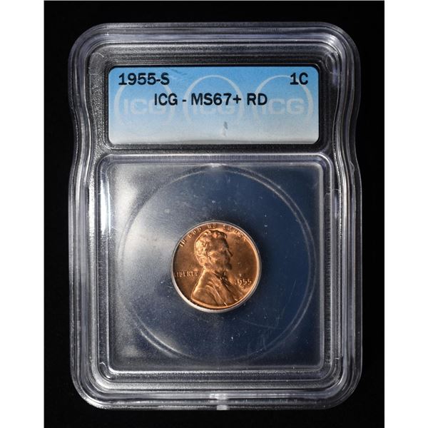 1955-S LINCOLN CENT ICG MS67+ RED