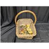 Image 1 : Wooden Basket W/ Vintage Rooster/Chicken Ornaments