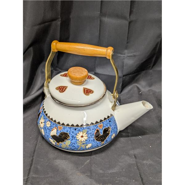 Barn yard Blues Vintage Water Kettle W/ Wooden handle