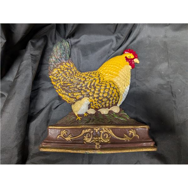 Cast iron hen Nesting Door Stop (10"x11")