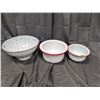 Image 1 : Enamel Strainer And (2) Camnode Pots (Vintage)