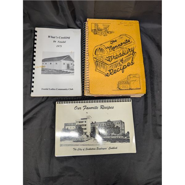(3) Cook Books (Mennonite-Feudal-Saskatoon) Vintage