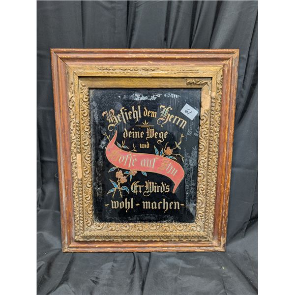 Vintage German reverse-Painted Glass Foil Art Piece