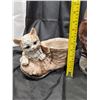 Image 2 : Cat Planter w/ Boot, Fox Statue, and Racoon Planter Vintage
