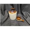 Image 1 : (1) Pickling Crock/Whiskey Stoneware Jug Crock and Stoneware onion Soup Bowl