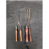 Image 1 : Vintage Curling Iron and Waving Iron w/ Wooden Handles