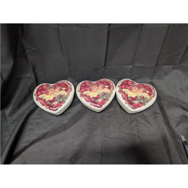 (3) Heart Shape Glass Jewelry Cases