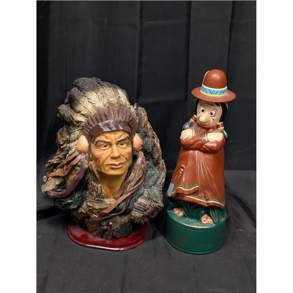 Vintage First Nation Decanter and Statue (1) From 1977