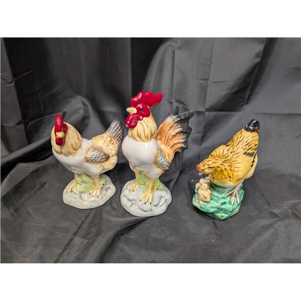 (3) Vintage Chicken Ornaments