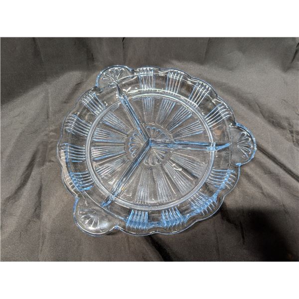 Blue Glass Divided Plate