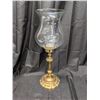 Image 1 : Large Brass Candle Holder w/ Glass Shade Vintage