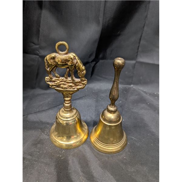 (2) Vintage Brass Bells (1) W/ Horse Design