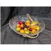 Image 1 : Glass w/ Handle Fruit Bowl w/ Fake Fruit Decor