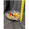 Image 2 : Glass w/ Handle Fruit Bowl w/ Fake Fruit Decor