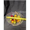 Image 3 : Glass w/ Handle Fruit Bowl w/ Fake Fruit Decor