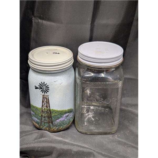 Vintage NABOB Coffee Jar and Painted Vintage Jar