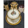 Image 7 : Lot of Vintage items (Crock Jug, Tiered Tray, Biscuit Jar, and etc.)