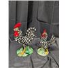 Image 1 : (2) Vintage Glass Hen and Rooster Black and White Figurines