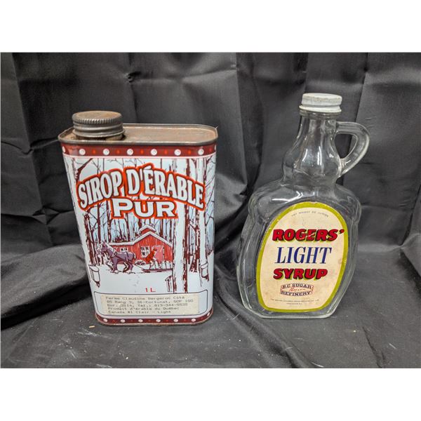 Vintage Rogers Syrup Jug and Canadian Maple Syrup Can
