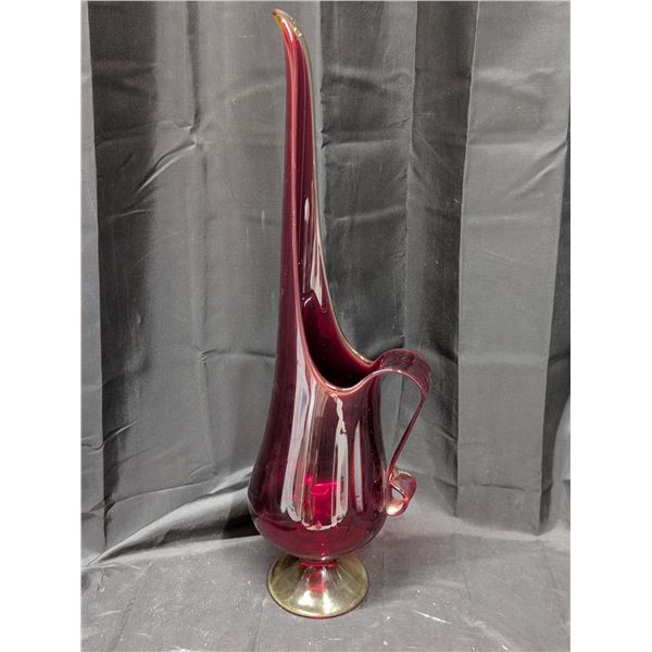 Vintage 1970s Red Glass Vase