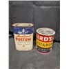 Image 1 : (2) Vintage Tin Cans (1) Full of Birds Custard and (1) Instant Postum