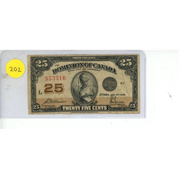 1923 Dominion of Canada Shinplaster.