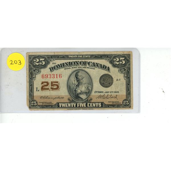 1923 Dominion of Canada Shinplaster.