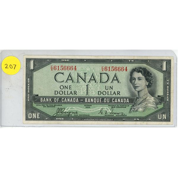 1954 Canadian One Dollar.