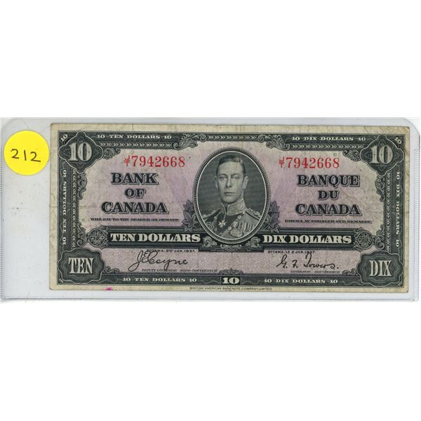 1937 Canadian Ten Dollar.