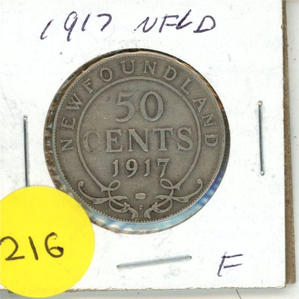 1917 New Foundland 50 Cents Coin.