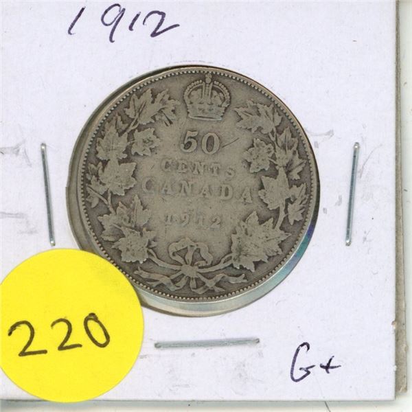 1912 Canada 50 Cents Coin.