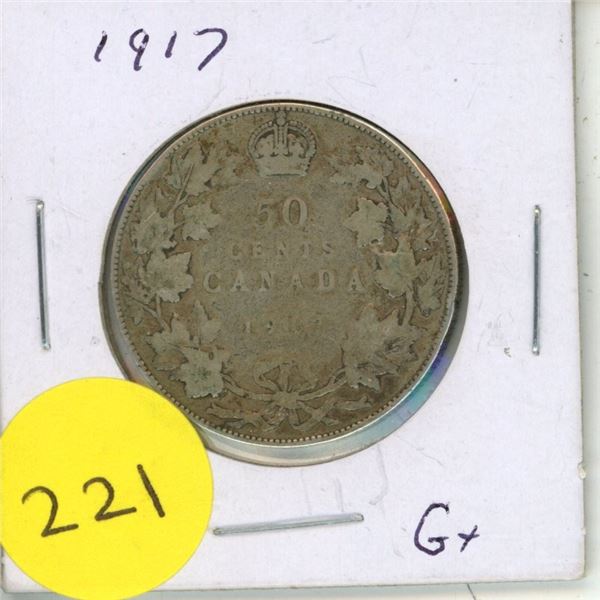 1917 Canada 50 Cents Coin.